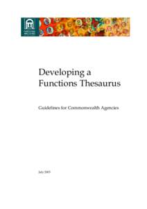 Developing a Functions Thesaurus: Guidelines for Commonwealth Agencies