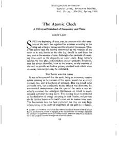 Bi bli o g r aphi c r e f er e nc e :  Harold Lyons, American Scholar, Vol. 19, pp, S p r i n gT h e Atomic Clock