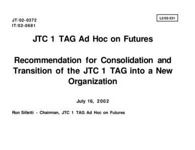 L2[removed]JT[removed]IT[removed]JTC 1 TAG Ad Hoc on Futures