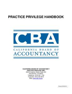 Practice Privilege Handbook - California Board of Accountancy