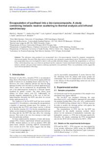 EPJ Web of Conferences 83, DOI: epjconfc Owned by the authors, published by EDP Sciences, 2015   Encapsulation of paclitaxel into a bio-nanocomposite. A study