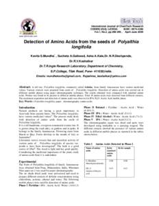 International Journal of ChemTech Research CODEN( USA): IJCRGG ISSN : [removed]Vol.1, No.2, pp[removed] , April-June[removed]Detection of Amino Acids from the seeds of Polyalthia