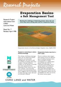 Research Projects Evaporation Basins: a Salt Management Tool Research Project Information from
