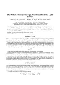The PolLux Microspectroscopy Beamline at the Swiss Light Source U. Flechsig∗ , C. Quitmann∗ , J. Raabe∗ , M. Böge∗ , R. Fink† and H. Ade∗∗ ∗  †