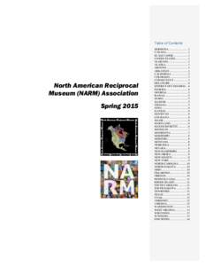 Table of Contents  North American Reciprocal Museum (NARM) Association Spring 2015