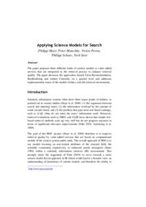 Applying Science Models for Search