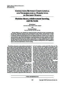 Cognitive, Affective, & Behavioral Neuroscience 2008, 8 (4), doi:CABNConnections Between Computational and Neurobiological Perspectives