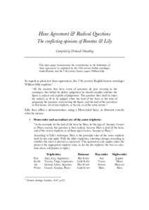 Hour Agreement & Radical Questions The conflicting opinions of Bonatus & Lilly Compiled by Deborah Houlding This short paper demonstrates the contradiction in the definitions of ‘hour agreement’ as explained by the 1
