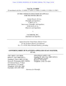 Case: , , ID: , DktEntry: 78-1, Page 1 of 64  Case NoConsolidated with Nos, , , , , IN THE UNITED STATES COURT OF APPEALS