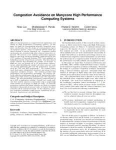 Congestion Avoidance on Manycore High Performance Computing Systems Miao Luo Dhabaleswar K. Panda