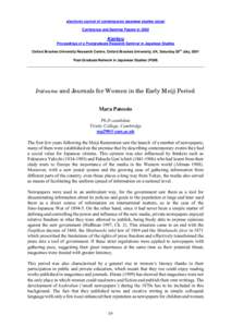electronic journal of contemporary japanese studies (ejcjs) Conference and Seminar Papers in 2002 Kenkyu Proceedings of a Postgraduate Research Seminar in Japanese Studies th