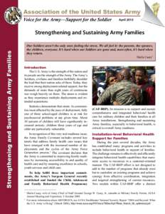 Association of the United States Army Voice for the Army—Support for the Soldier AprilStrengthening and Sustaining Army Families