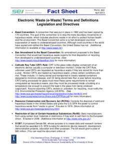 Fact Sheet  TN10- 002 AprilElectronic Waste (e-Waste) Terms and Definitions