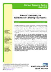 Ibrutinib (Imbruvica) for Waldenström’s macroglobulinaemia