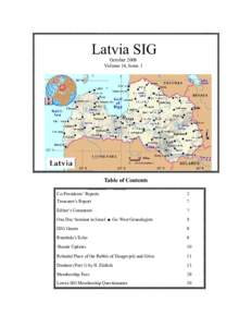 Latvia SIG October 2009 Volume 14, Issue 1 Table of Contents Co-Presidents’ Reports