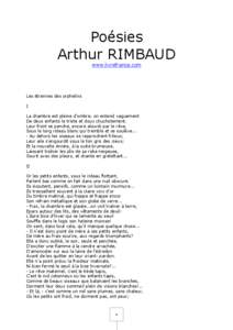 Poésies Arthur RIMBAUD www.livrefrance.com Les étrennes des orphelins I