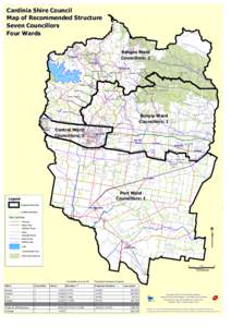 Cardinia Shire Council Map of Recommended Structure Seven Councillors Four Wards  Nangana