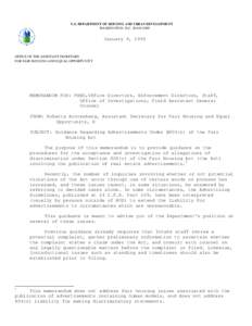 U.S. DEPARTMENT OF HOUSING AND URBAN DEVELOPMENT WASHINGTON, D.CJanuary 9, 1995  OFFICE OF THE ASSISTANT SECRETARY