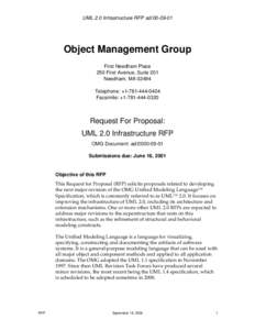 UML 2.0 Infrastructure RFP adObject Management Group First Needham Place 250 First Avenue, Suite 201 Needham, MA 02494