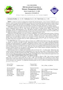 CALL FOR PAPERS[removed]International Symposium on ISMM 06