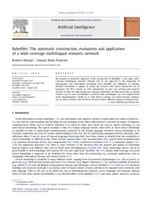 BabelNet: The automatic construction, evaluation and application of a wide-coverage multilingual semantic network