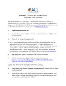 2016 Older Americans Act Reauthorization FAQ