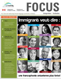 FOCUS  For a fair and welcoming French-language community in Ontario Vol. 1 no 9 • Winter[removed]