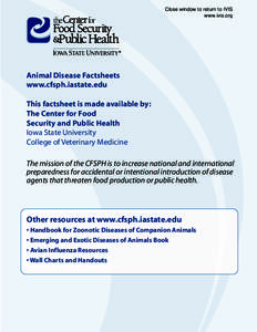 Leptospirosis - CFSPH Technical Disease Fact Sheets