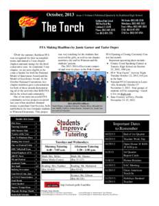 October, 2013  Issue 1 Volume1 Published Quarterly by Kathleen High School The Torch