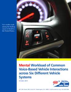 Car crashes rank among the leading causes of death in the United States.  Mental Workload of Common