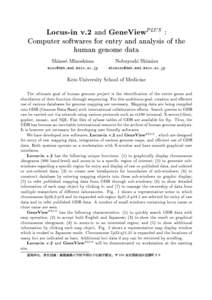 Locus-in v.2 and GeneViewP LUS  : Computer softwares for entry and analysis of the human genome data