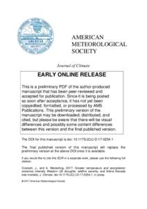 AMERICAN METEOROLOGICAL SOCIETY Journal of Climate  EARLY ONLINE RELEASE