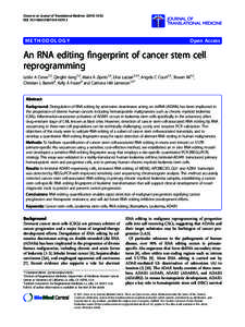 An RNA editing fingerprint of cancer stem cell reprogramming