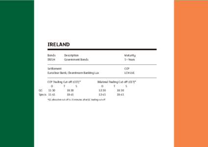 IRELAND Bonds 	 IRISH Description	 Government Bonds