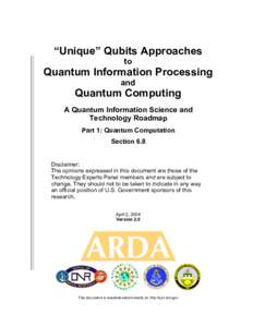 “Unique” Qubits Approaches to Quantum Information Processing and