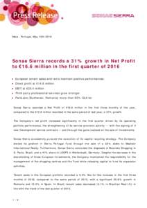 Microsoft Word - PR_Sonae Sierra records a 31% growth in Net Profit to €16.6 million in the first quarter of 2016_VF