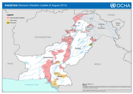 PAKISTAN: Monsoon Situation Update (5 August[removed]Legend CHINA  Flash flood/flood affected