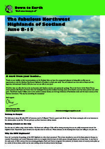 Down to Earth “Earth science learning for all” The fabulous Northwest Highlands of Scotland June 8-15