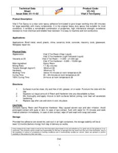 Technical Data Sheet Issue Date: Product Code: VC-143