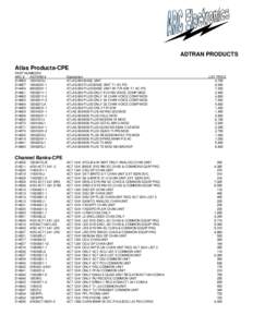 ADTRAN PRODUCTS Atlas Products-CPE PART NUMBERS ARC # ADTRAN # 120018OLl