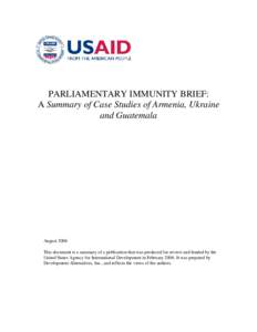 DG Brief:  Parliamentary Immunity and Democracy Development