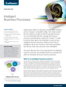 BUSINESS WHITE PAPER  Intelligent Business Processes TABLE OF CONTENTS 1	 What is an intelligent business process?