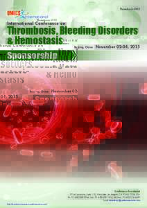 ThrombosisInternational Conference on Thrombosis, Bleeding Disorders & Hemostasis