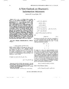 IEEE TRANSACTIONS ON INFORMATION THEORY, VOL. 37, NO. 3, MAYA New Outlook on Shannon’s Information Measures