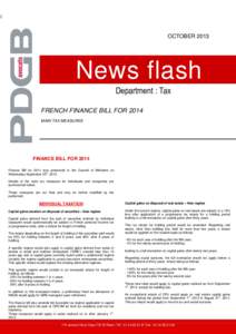 1  OCTOBER 2013 News flash Department : Tax