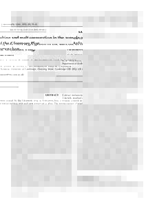 J. metamorphic Geol., 2005, 23, 29–43  doi:j00560.x Melting and melt segregation in the aureole of the Glenmore Plug, Ardnamurchan