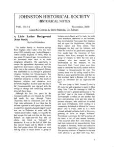 JOHNSTON HISTORICAL SOCIETY HISTORICAL NOTES VOL. lX# 4