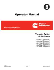 Operator Manual  Transfer Switch[removed]Amperes  OTECA (Spec A)
