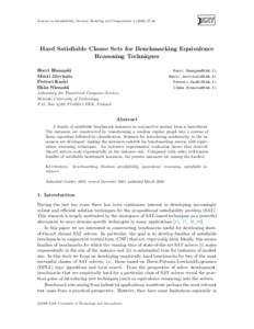 Journal on Satisfiability, Boolean Modeling and ComputationHard Satisfiable Clause Sets for Benchmarking Equivalence Reasoning Techniques Harri Haanp¨ a¨