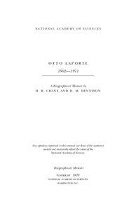 national academy of sciences  Otto Laporte